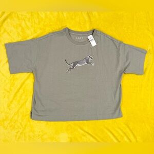 LOFT 100% cotton Leopard Modern Tee | Cropped | Green